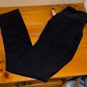 NWT Old Navy black skinny  maternity jeans full panel  14 long